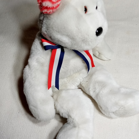 TY Beanie Buddy: America the White Bear Approx 14" - Picture 4 of 11